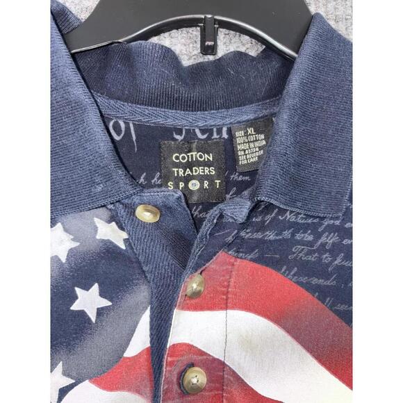 Men's Cotton Traders Sport American Flag Constitution Short Sleeve Polo Size XL - Picture 2 of 15